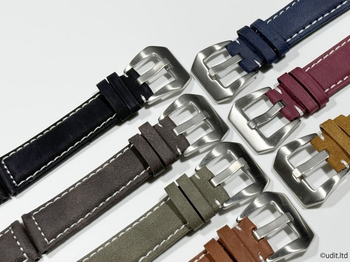ラグ幅：20mm レザーベルト 腕時計ベルト アースカラー ブラック系 ハンドメイド レザーバンド ヘキサゴン尾錠付き LB106_全7色 各カラーを出品しております。
