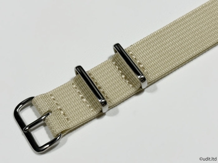 ラグ幅：20mm リブ編み 高品質 NATO ストラップ カラー：クリーム 腕時計ベルト ナイロン バンド ファブリック rib