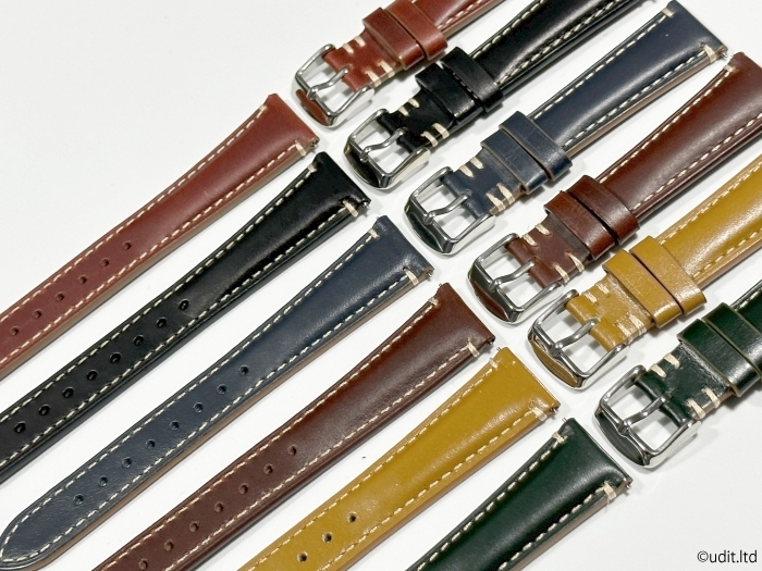 ラグ幅：20mm 本革 レザーベルト カラー：ブラック ハンドメイド 尾錠付き レザーバンド 腕時計ベルト ワンタッチばね棒付属 LB103_各サイズ・各カラー出品しております。