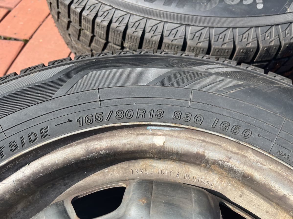 【北海道より】ヨコハマアイスガードIG60 165/80R13 2020年製4本セットバリ溝イボ有スタッドレス スチールホイール アイスガード_画像2