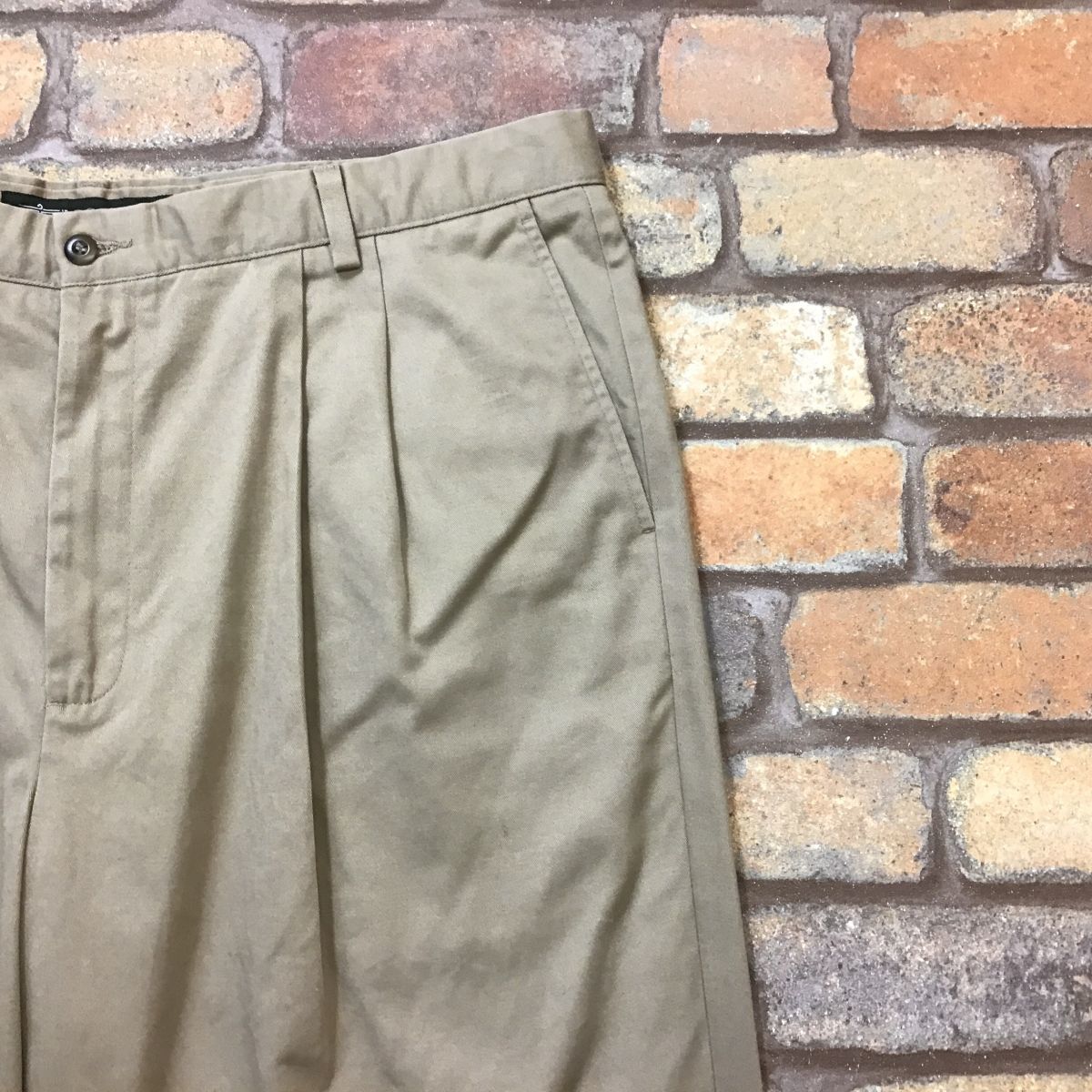 BP2-307★W100センチ位★状態良好★USA買付商品【DOCKERS ドッカーズ】2タック チノパン【W40×L29 メンズ XL】ベージュ USA古着 ワーク_画像7