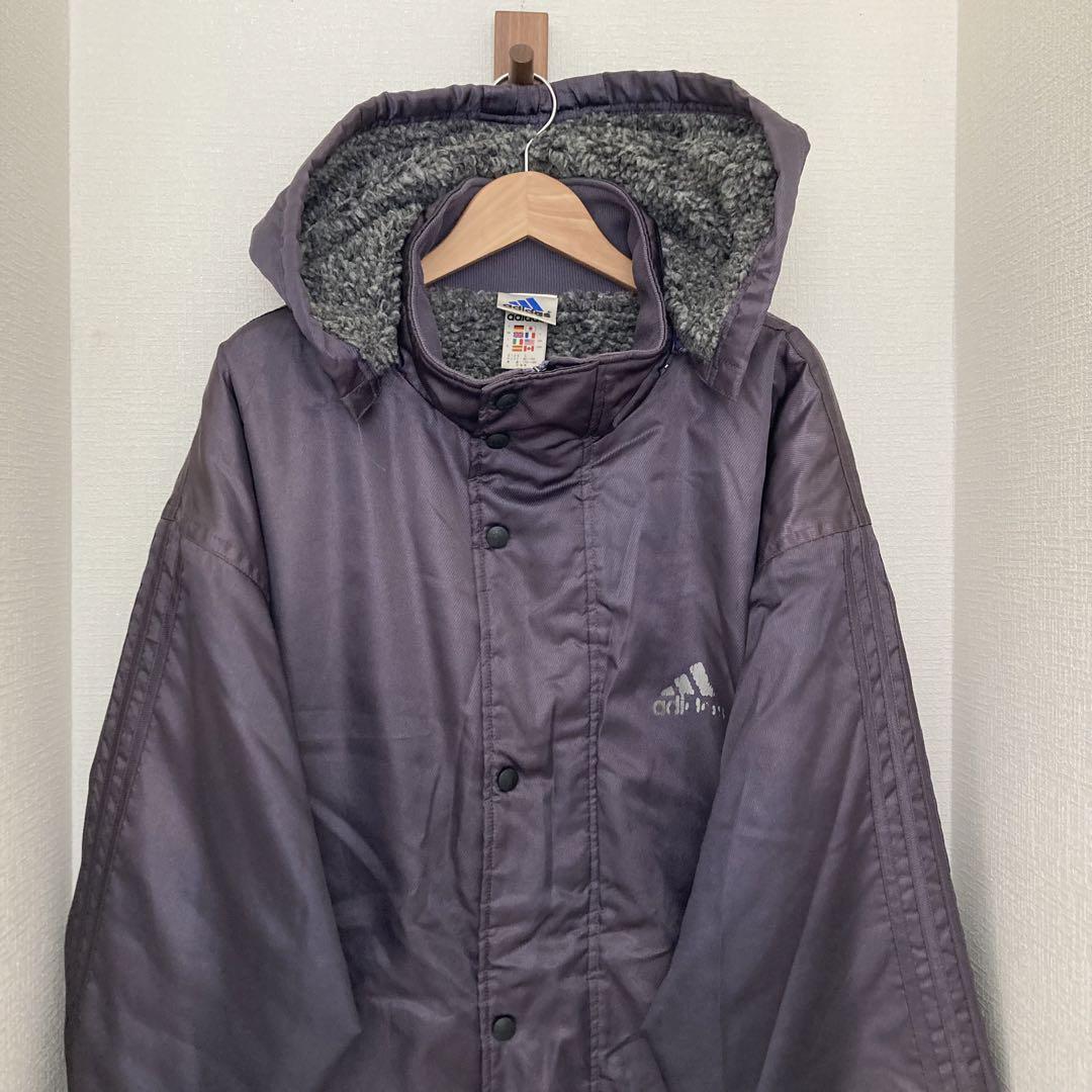 90s Adidas down bench coat jacket middle . purple men's 