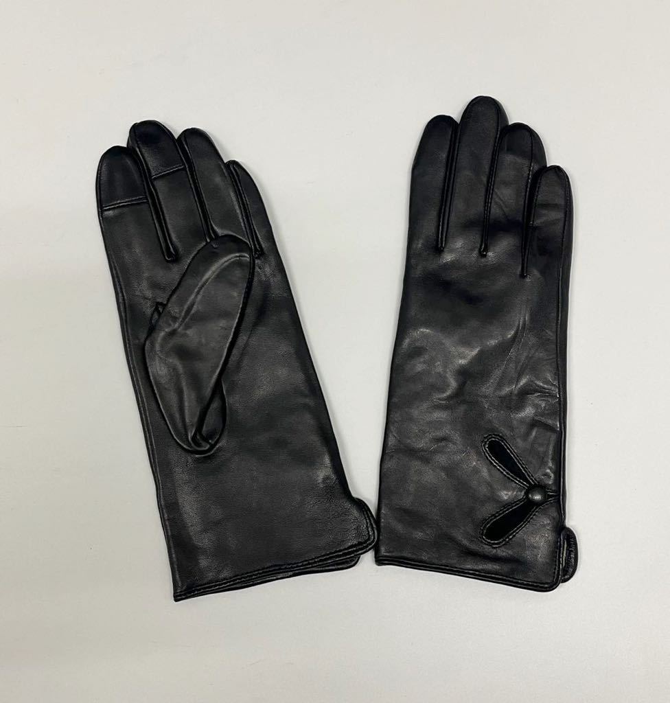  high class * one sheets leather glove book@ leather gloves smartphone correspondence semi long warm! lady's gloves original leather black 