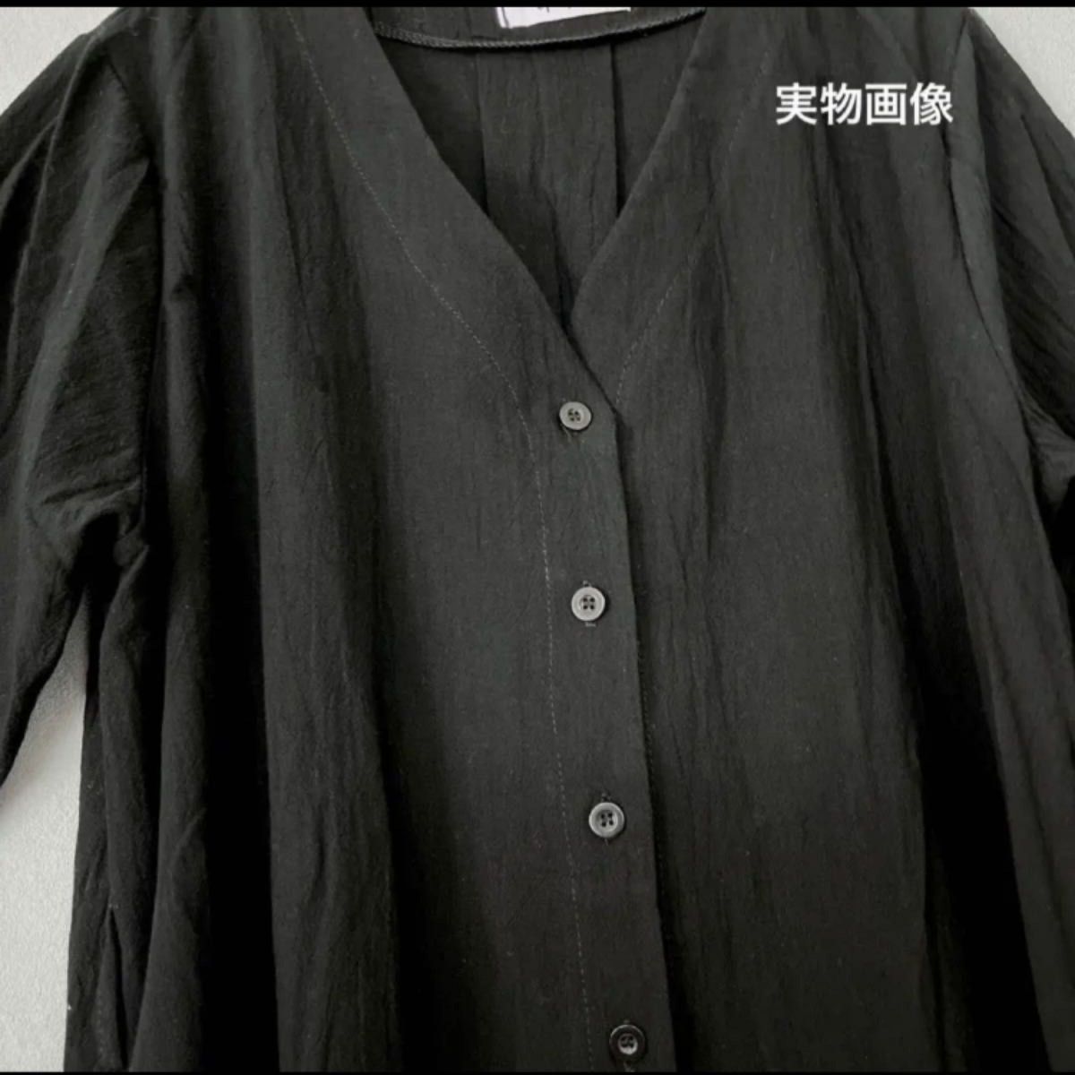 《新品》L マキシ丈 シャツ ワンピース 黒 ブラック レディース カジュアル ロングワンピース ロングカーディガン