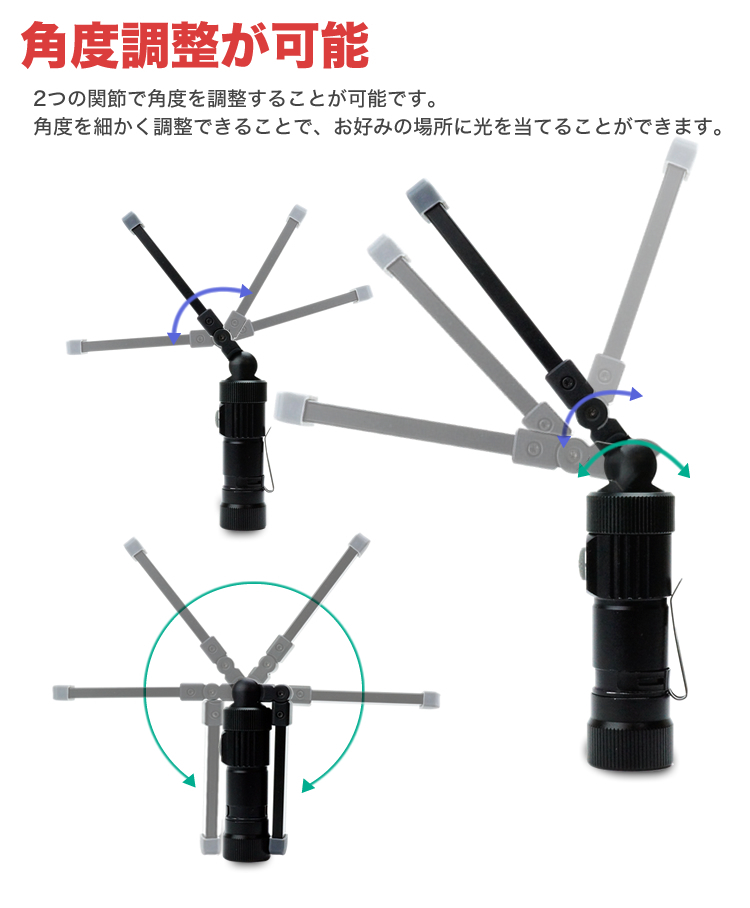 LEDライト 折り畳み式 USB充電式 懐中電灯 ハンディライト COB 作業灯 非常用 ワークライト 夜間作業 アウトドア ポスト投函 送料300円_画像7