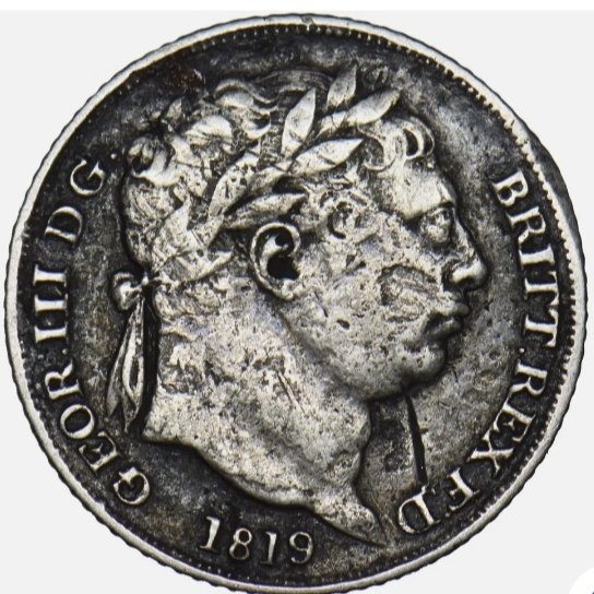 イギリス 英国 1819年 6ペンス銀貨 ジョージ3世_画像1