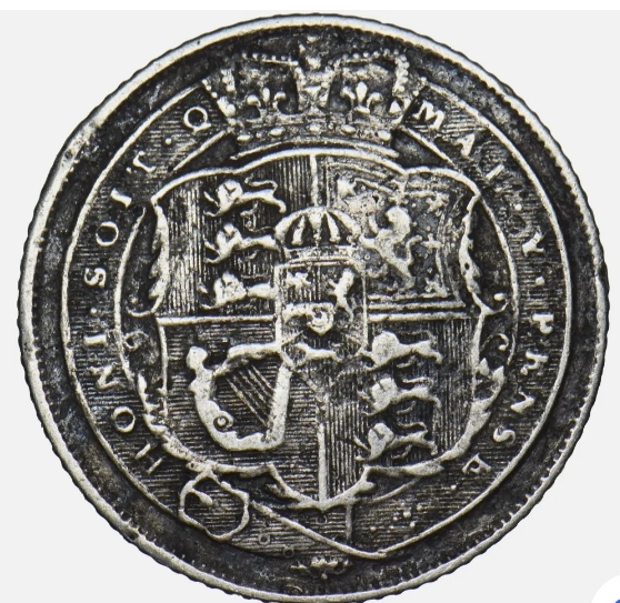 イギリス 英国 1819年 6ペンス銀貨 ジョージ3世_画像2