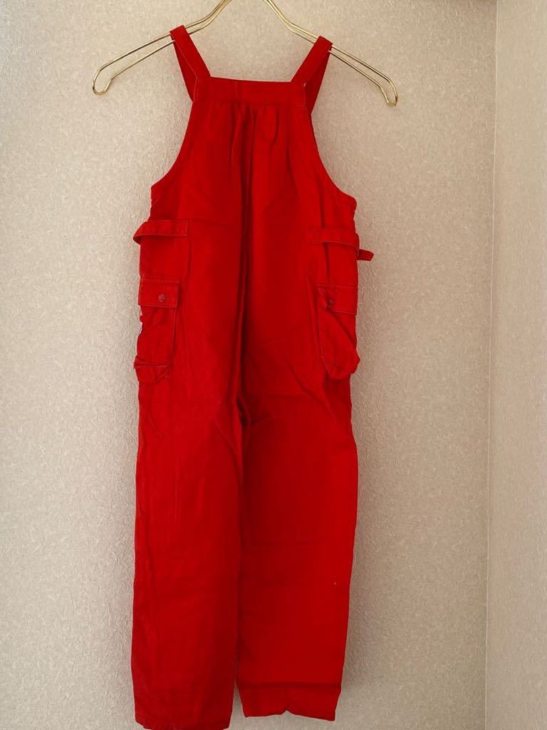 レトロ 子供服 ミキハウス mikihouse オーバーオール 赤 車 T110-B56 日本製 値下げの画像8