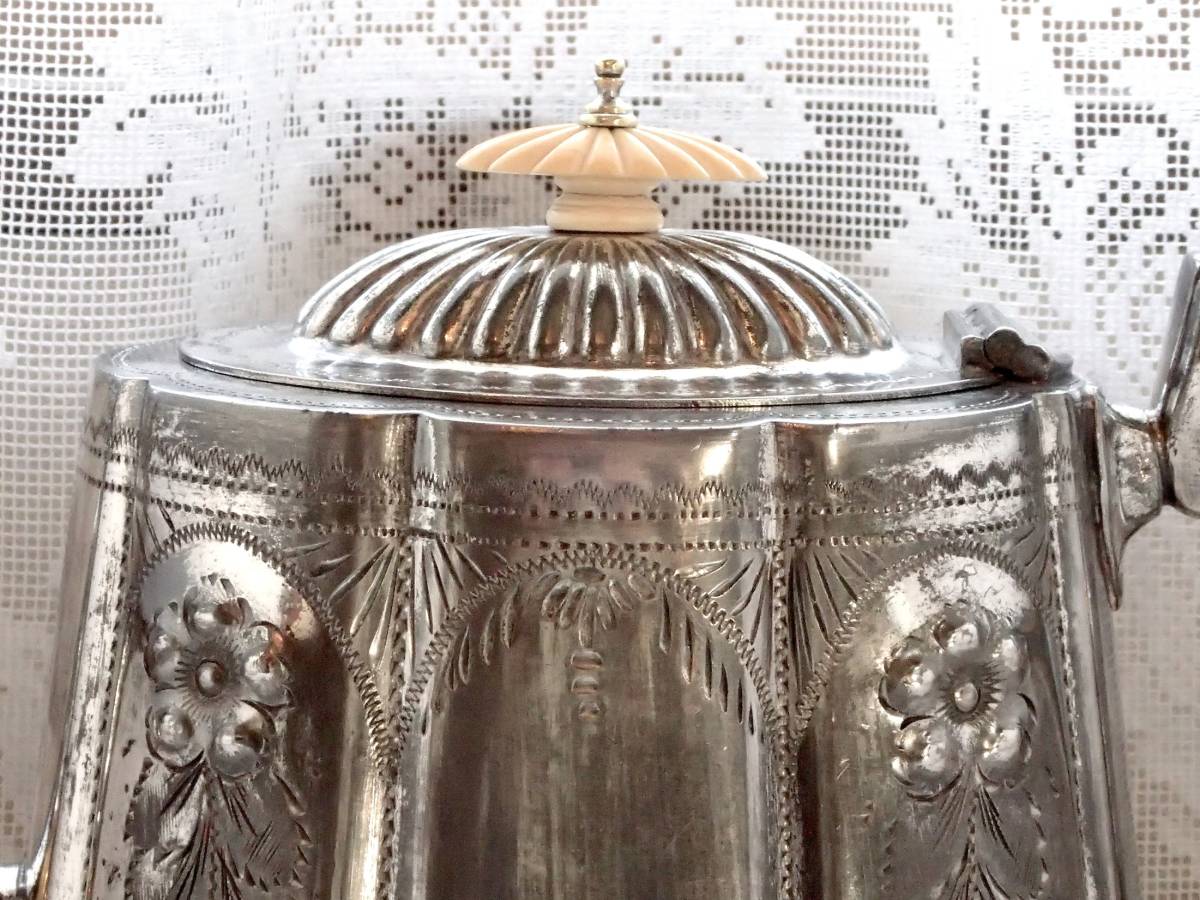 英國古董EPBM純銀P銀維多利亞茶壺象牙旋鈕在英國製造 原文:英国アンティーク EPBM 純銀P シルバー ヴィクトリアン ティーポット 象牙製つまみ イギリス製