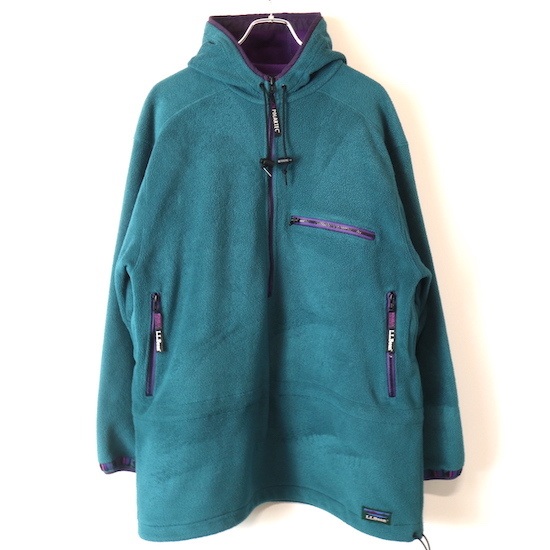 L.L.Bean■プルオーバーフリースパーカー グリーン/L程 90S LLビーン llbean