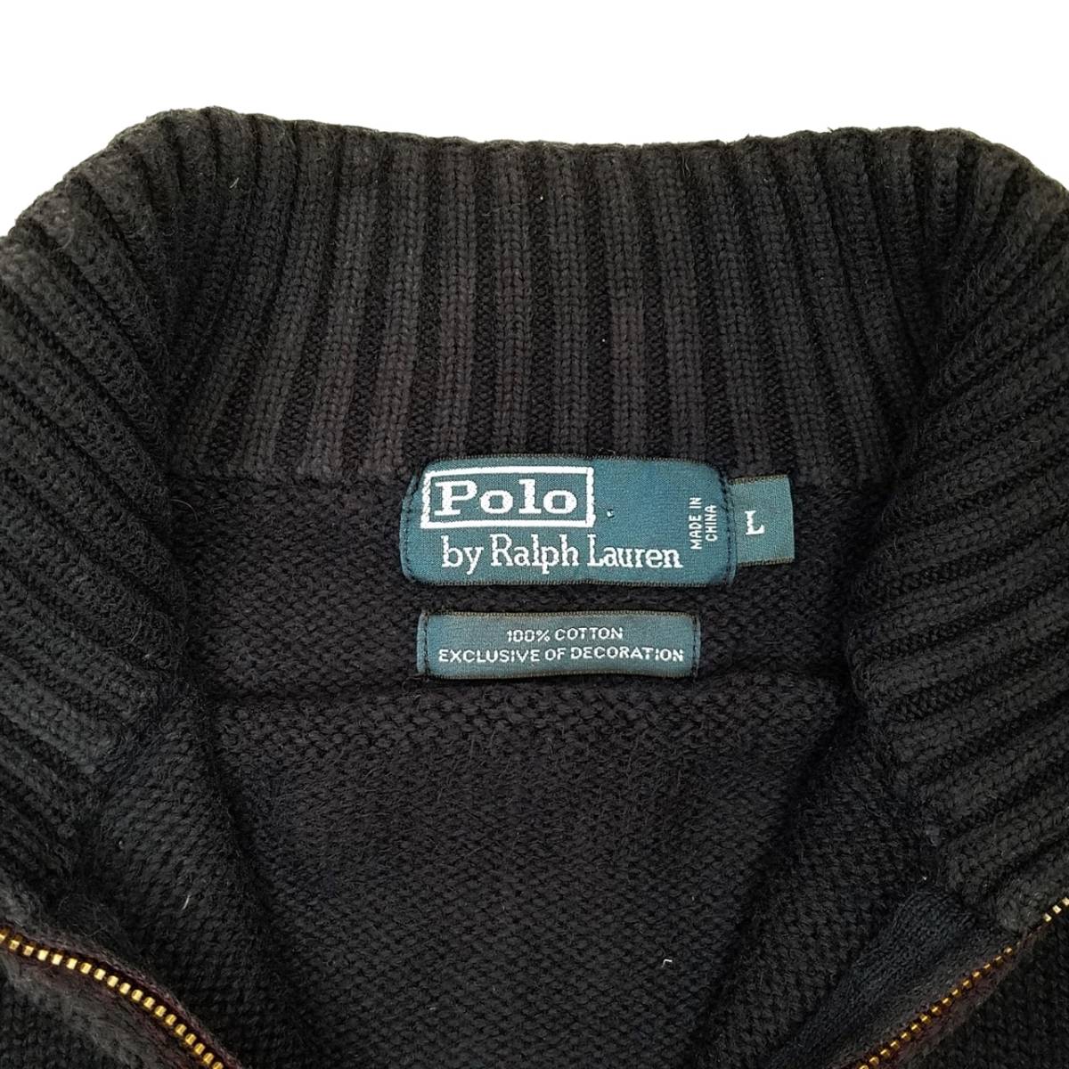 【良好　クリーニング済】　POLO RALPH LAUREN　ポロ ラルフローレン　正規品　ハーフジップ　コットン　ニット　セーター　刺繍　80s　 90s