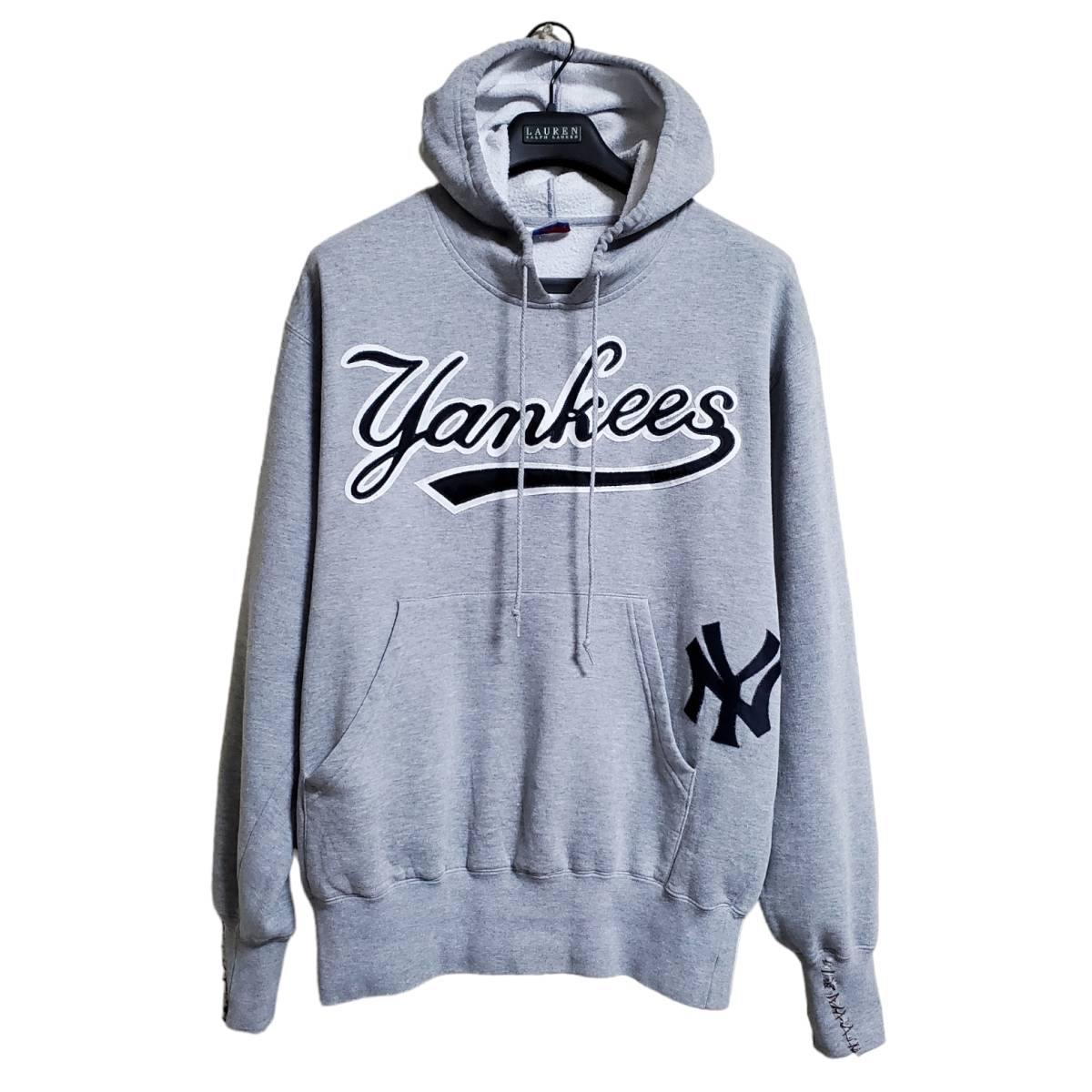 【90S　クリーニング済】 Majestic　マジェスティック　MLB　NY YANKEES　ヤンキース　スウェット　パーカー　トレーナー　フーディー