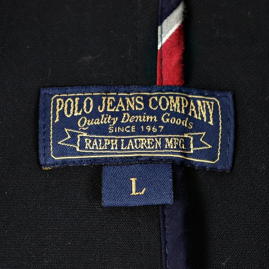 【美品　クリーニング済】 POLO JEANS RALPH LAUREN　ラルフローレン　ヘビーコットン　エンブレムワッペン　Pコート　濃紺　アンカー