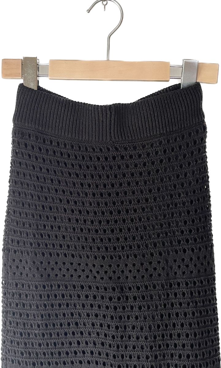 GRL グレイル　透かし編みニットロングタイトスカート　シアーニットスカート　黒