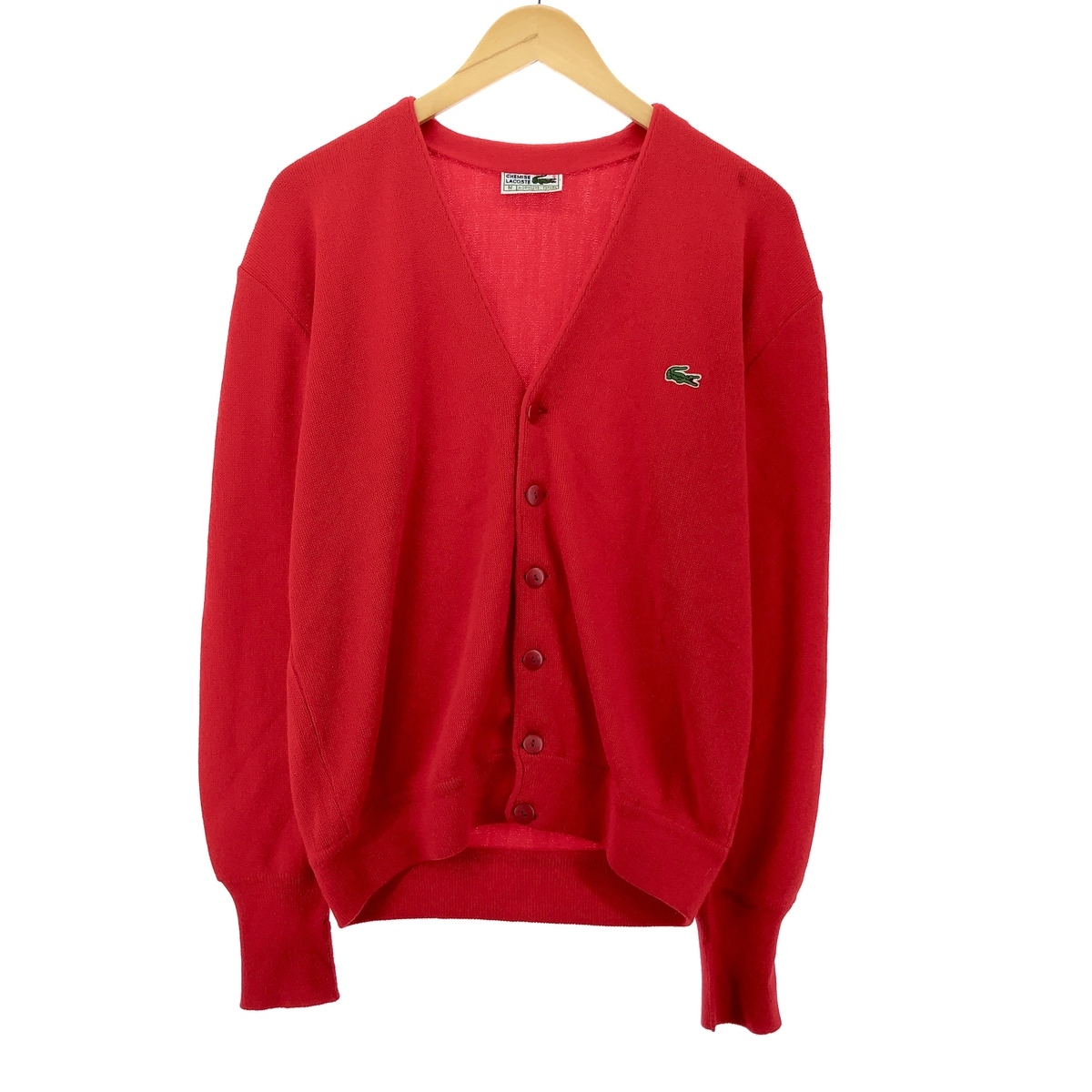 古着 70年代 ラコステ LACOSTE CHEMISE フレンチラコステ アクリルニットカーディガン スペイン製 メンズM ヴィンテージ /eaa387913