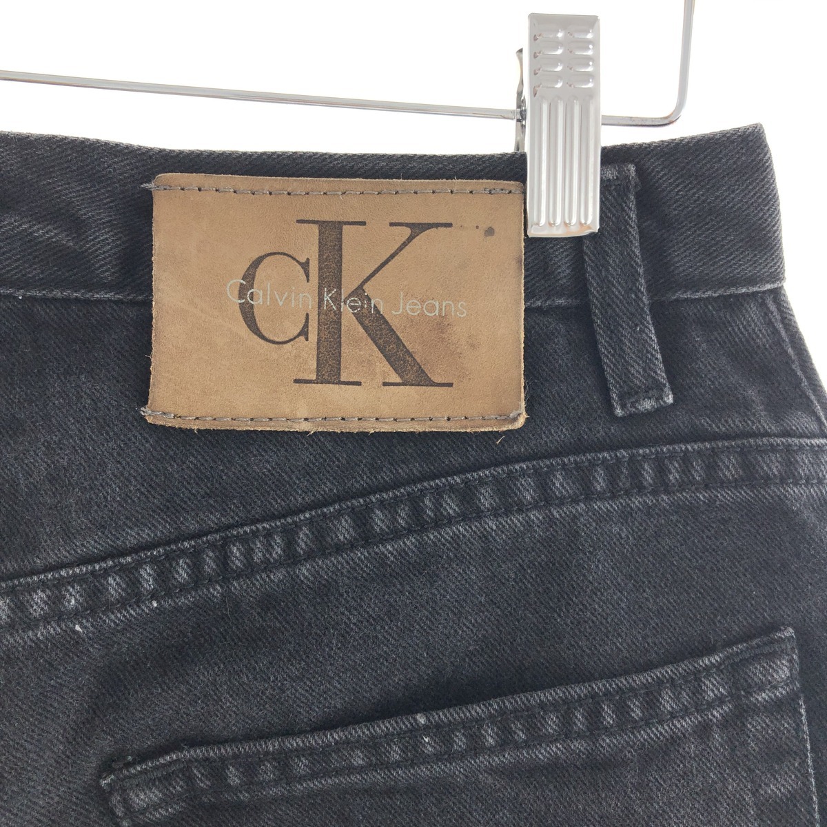 古着 90年代 カルバンクライン Calvin klein JEANS ブラック テーパードデニムパンツ USA製 レディースL(w28) ヴィンテージ /taa000825_画像4