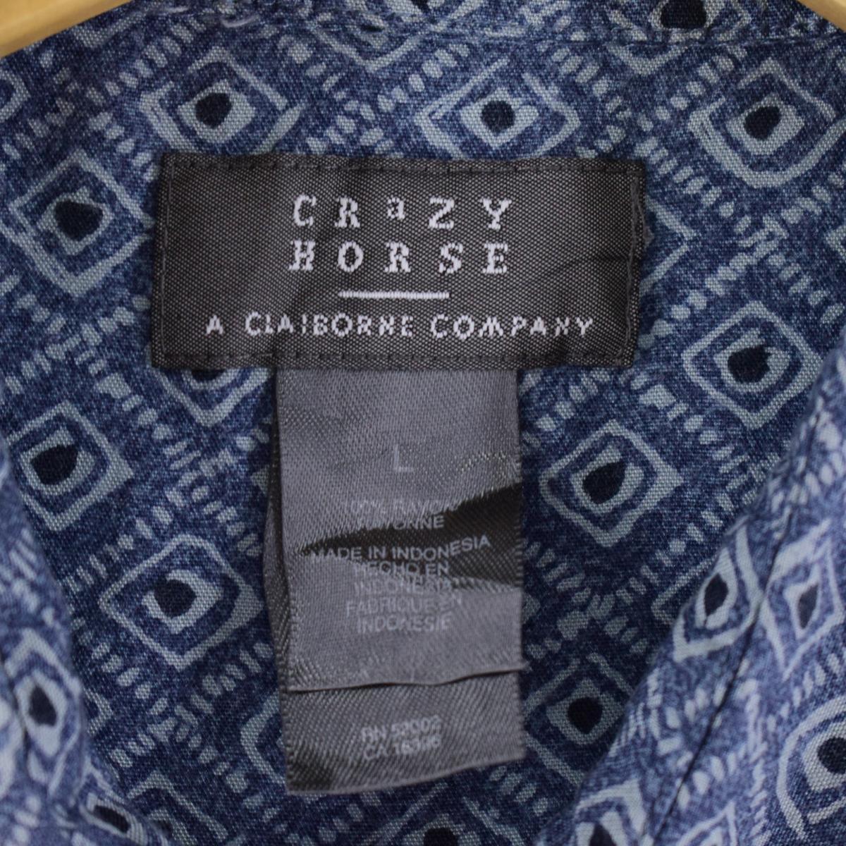 古着 CRaZY HORSE 総柄 半袖 レーヨンシャツ メンズM /eaa257639 【LP2311】_画像3