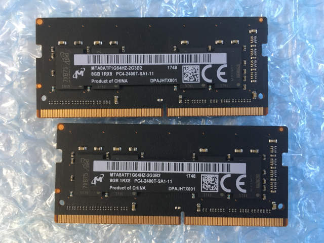 メモリ DDR4 16GB 8GBx2 1RX8 PC4-2400T SO-DIMM_画像1