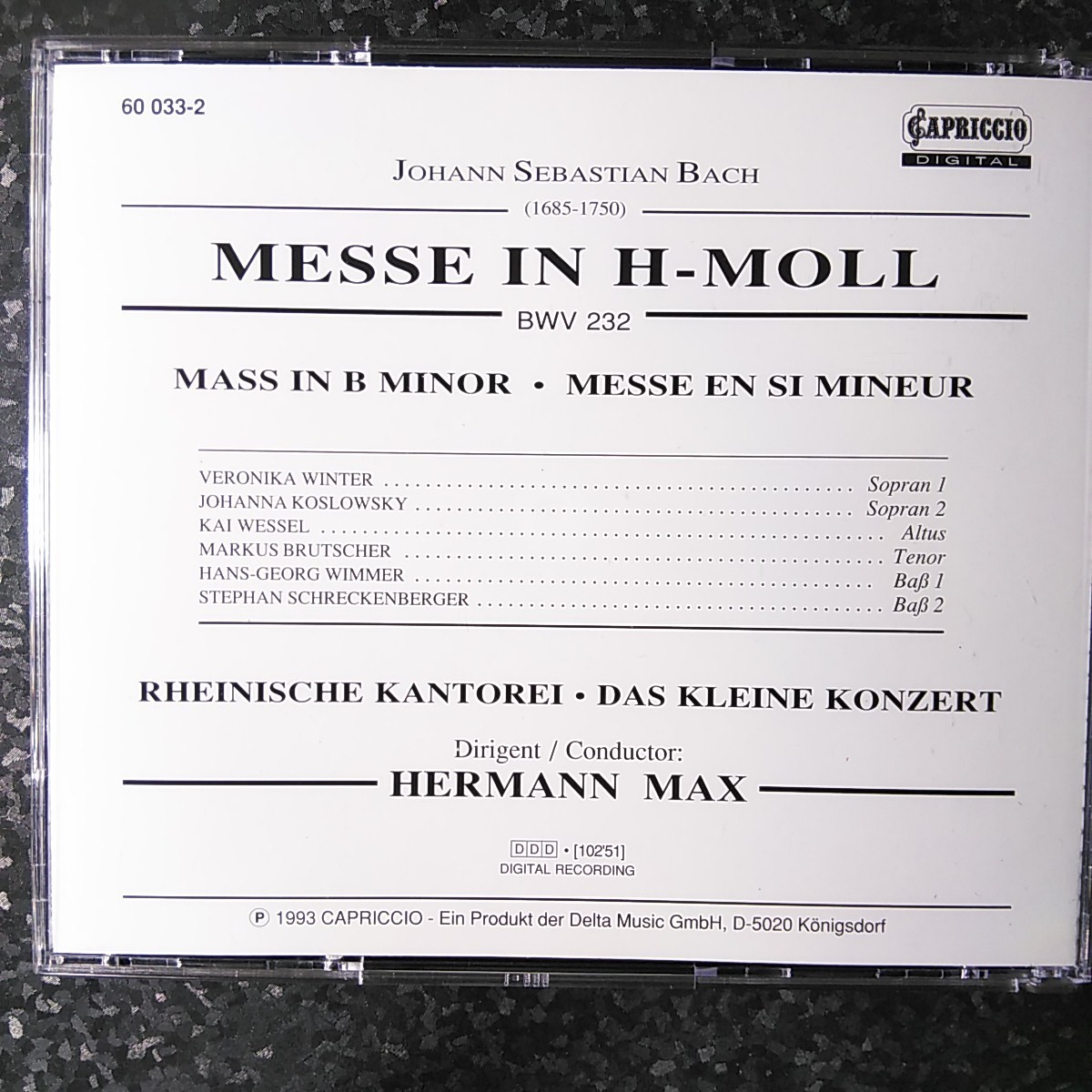 k（APRICCIO 2CD）ヘルマン・マックス　バッハ　ミサ曲ロ短調　Hermann Max Bach Messe in h-moll_画像3