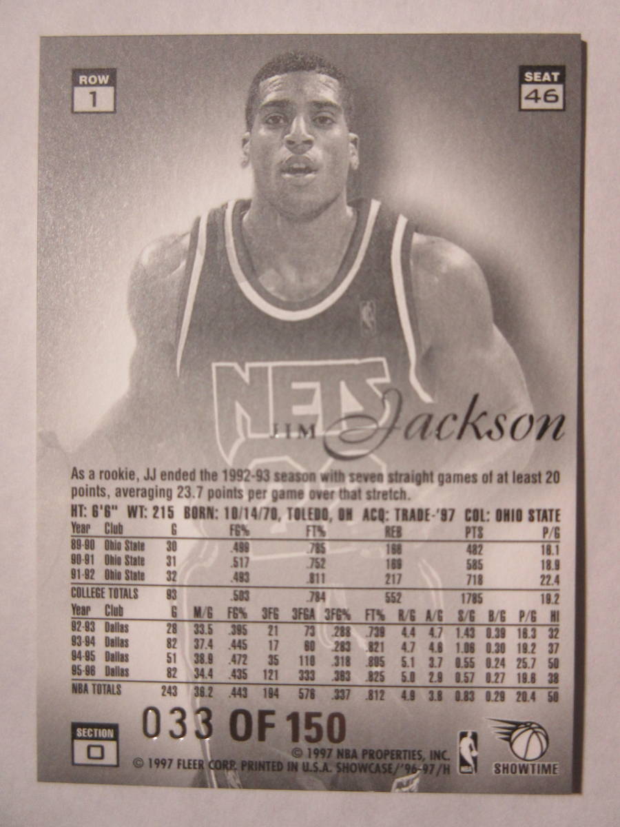 1996-97 Flair Showcase Legacy Collection Row1 #46 Jim Jackson/150 ジミー・ジャクソン マーベリックス ネッツ 76ers Jimmy SG_画像2