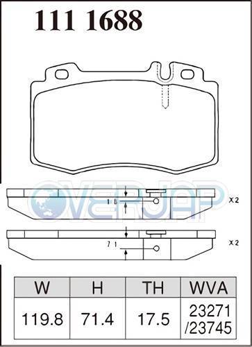 M1111688 / 1150841 DIXCEL Mタイプ ブレーキパッド 1台分セット メルセデスベンツ W209 209376 2003～ AMG CLK55 フロント：4POT_画像2