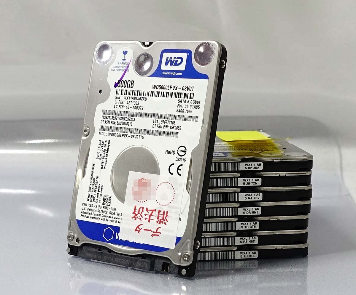 レターパック 8個セット WD WD5000LPVX -08V0T 500GB HDD 2.5インチ/SATA/データ消去 ハードディスク Western digital S111308_画像1