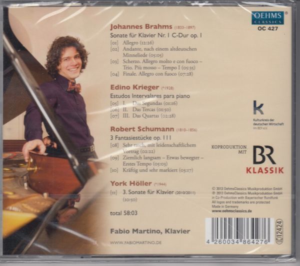 [CD/Oehms]ブラームス:ピアノ・ソナタ第1番ハ長調Op.1他/F.マルティーノ(p) 2012.1_画像2