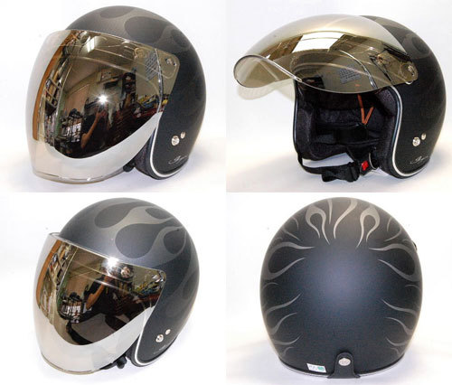 新品、在庫処分1点限り　レインボーシールド付きヘルメット・マットフレームXL_画像のジャックシールドに変更可能