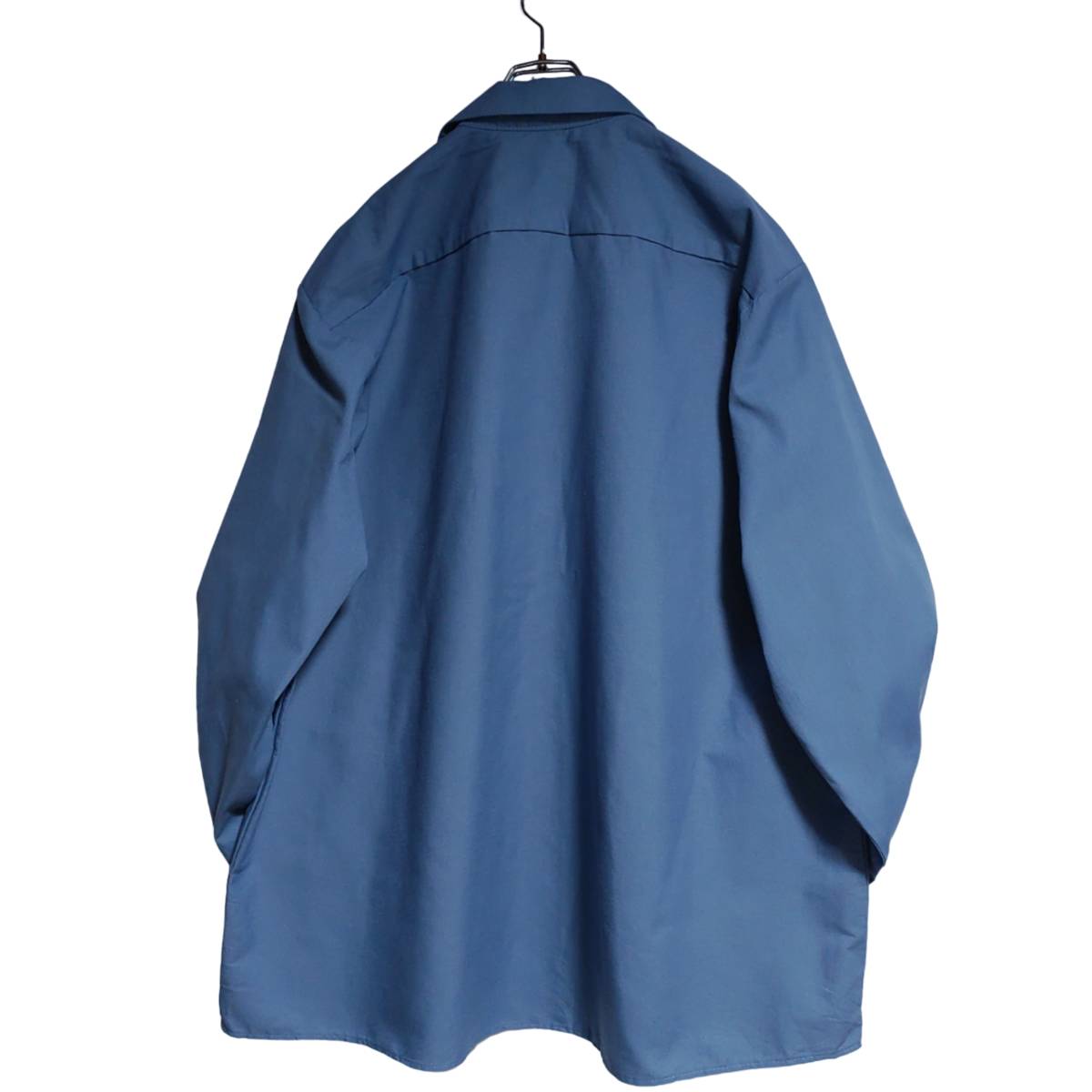 RED KAP 長袖ワークシャツ size 2XL オーバーサイズ ブルー ゆうパケットポスト可 胸 刺繍 HUSSMANN 古着 洗濯 プレス済 906_画像3