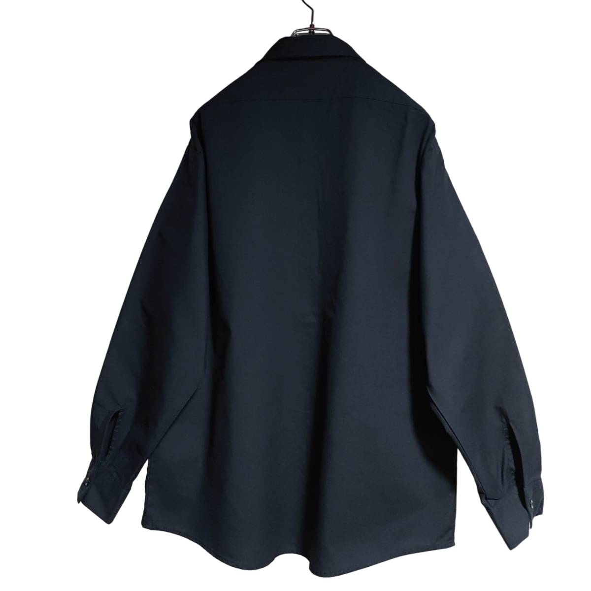 aramark 長袖ワークシャツ size L ネイビー ゆうパケットポスト 胸 ワッペン Arcelor Mittal アルセロールミッタル 古着 洗濯 プレス済 962_画像2