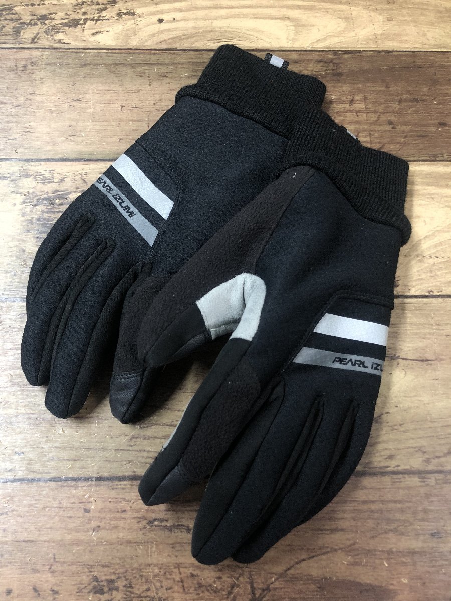 GJ364 パールイズミ PEARLiZUMi 裏起毛 長指 サイクルグローブ 黒 M_画像1