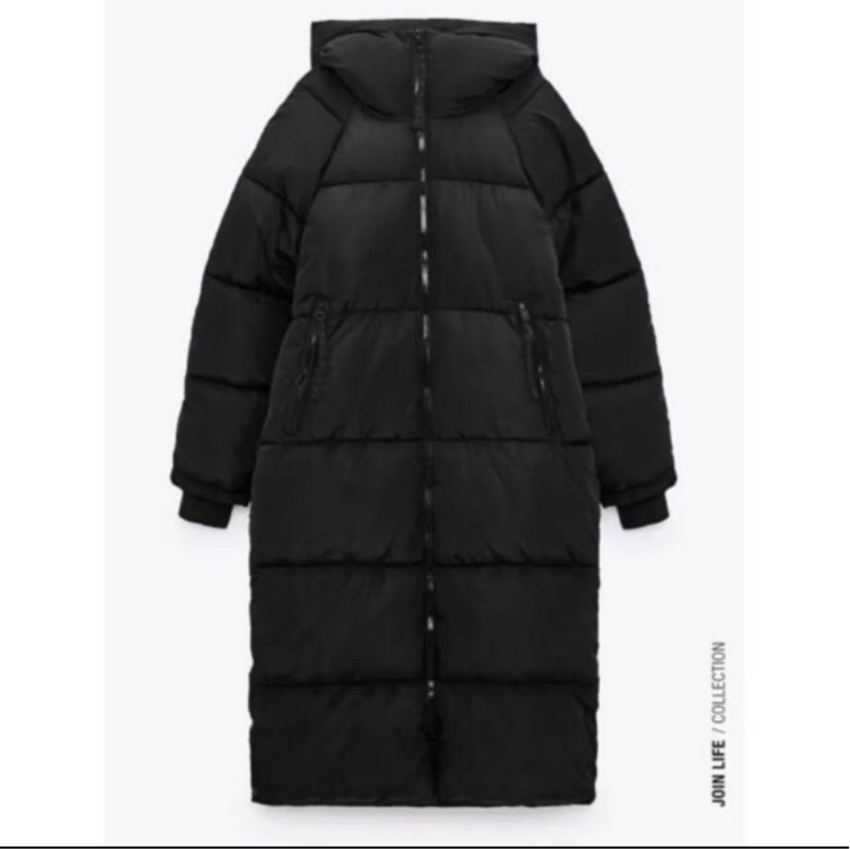 ZARA エクストラロング丈撥水加工パフジャケット S ブラック ZARA エクストラロング丈撥水加工パフジャケット S ブラック