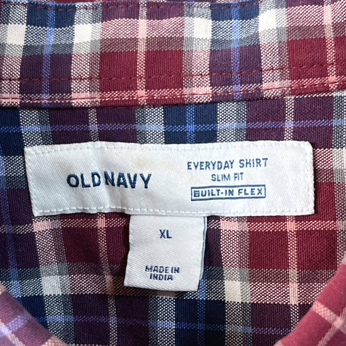 OLD NAVY オールドネイビー　ボタンダウン 長袖シャツ　チェック柄 スリムフィット　サイズXL_画像3