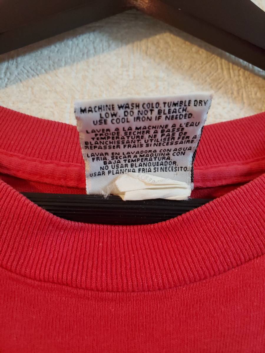 002　adidasアディダス　トレフォイル　半袖　Tシャツ　プリント　ロゴ　レッド　赤　USA Sサイズ_画像4