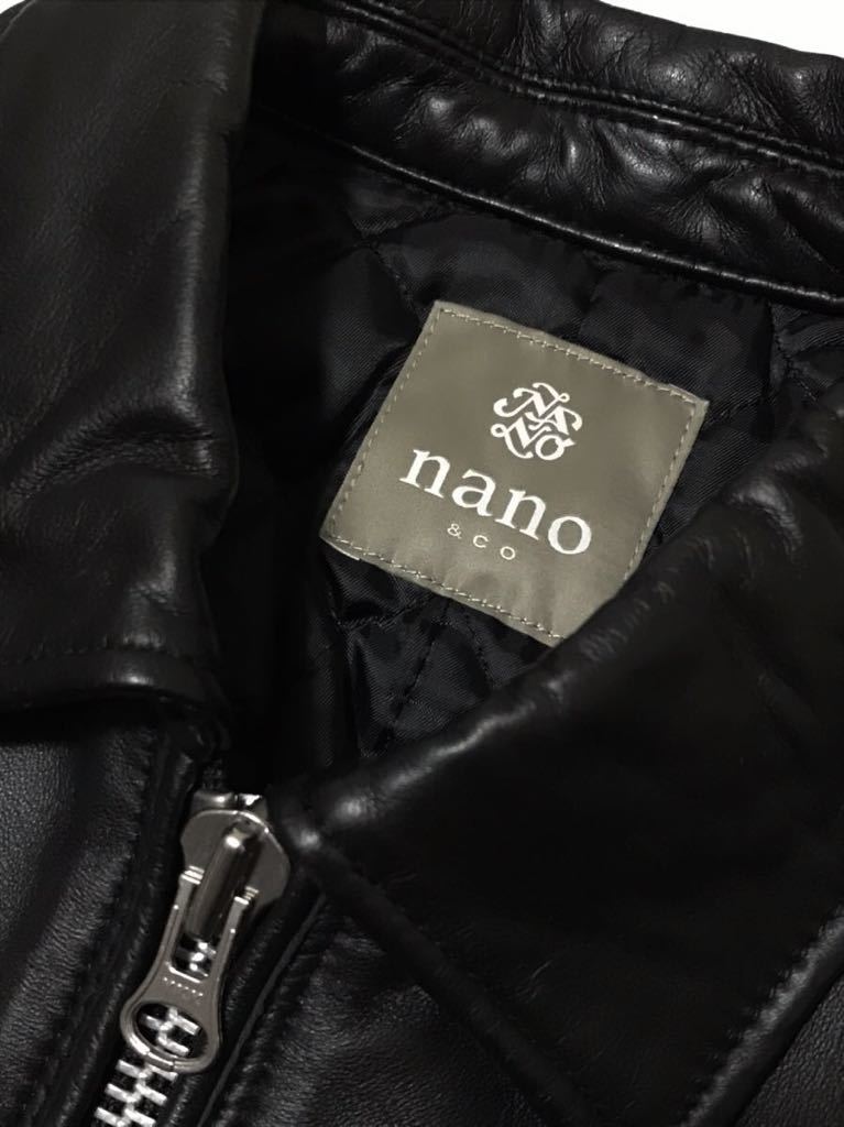nano universe ナノユニバース 羊革 レザー ジャケット S 定価30,780円 ナノユニバース ブルゾン_画像7