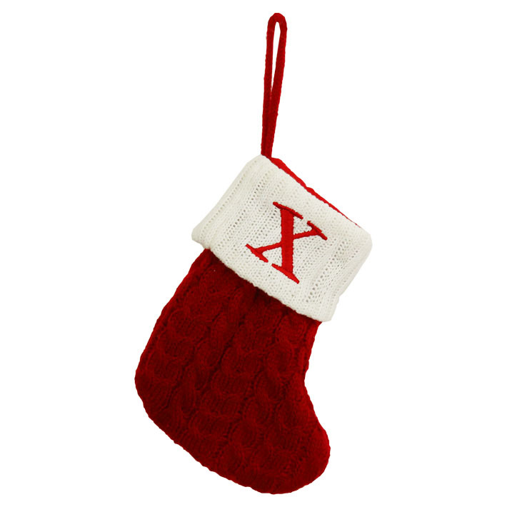 イニシャル ソックス (X) Initial Socks クリスマス 飾り 靴下 吊り下げ ニット サンタ 装飾 インテリア ツリー プレゼント 【メール便OK】
