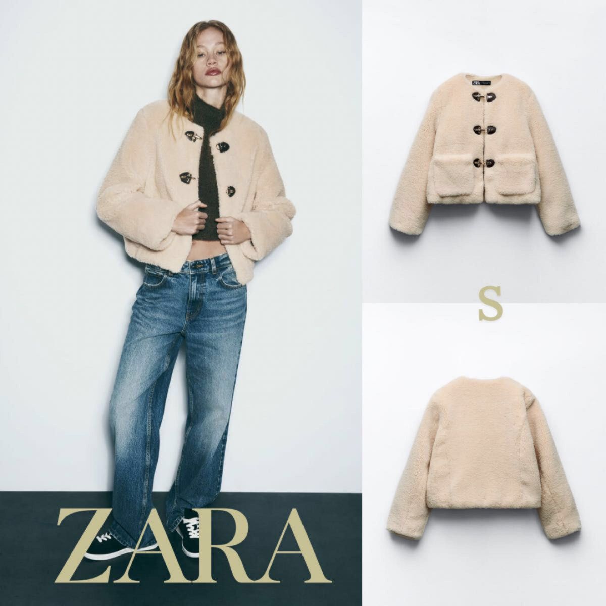ZARA ザラ フェイクボアジャケット ロブスタークラスプ S ZARA ザラ フェイクボアジャケット ロブスタークラスプ S