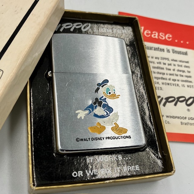 ジッポー ZIPPO ライター 1975年 ディズニー ドナルドダック オリジナルボックス インストラクション