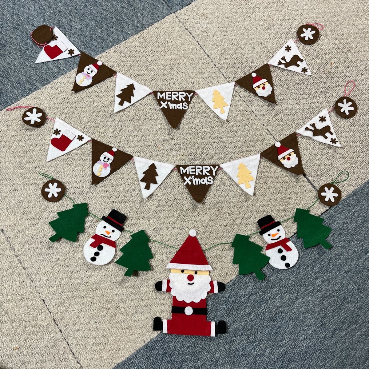 ガーランド クリスマス サンタ 雪だるま フェルト ハンドメイド ガーランド クリスマス サンタ 雪だるま フェルト ハンドメイド