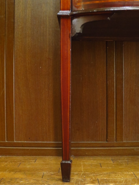 1900年代 英国 イギリス アンティーク マホガニー材 エドワーディアン様式 象嵌細工 スペードレッグ 飾り棚/キャビネット/アールヌーヴォー_画像9