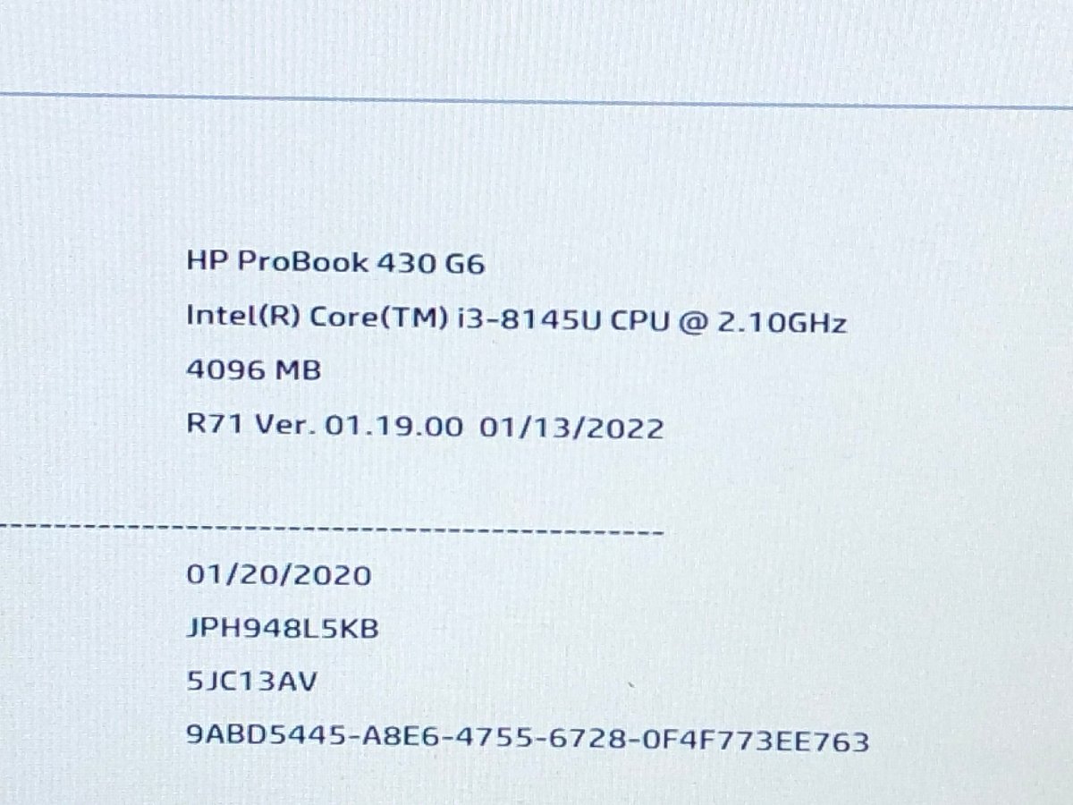 【ハード王】HP ProBook430G6/Corei3-8145U/4GB/ストレージ無/5099-D13_画像2