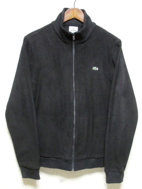 ★美品★LACOSTE ラコステ フルジップ フリース ジャケット 5★ブラック 黒 ブルゾン トラックジャケット アウター ワニロゴ入り 人気_画像1