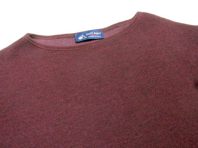 * France made *SAINT JAMES St. James double faced sweater 5* bordeaux knitted boat neck plain solid Wesson popular 