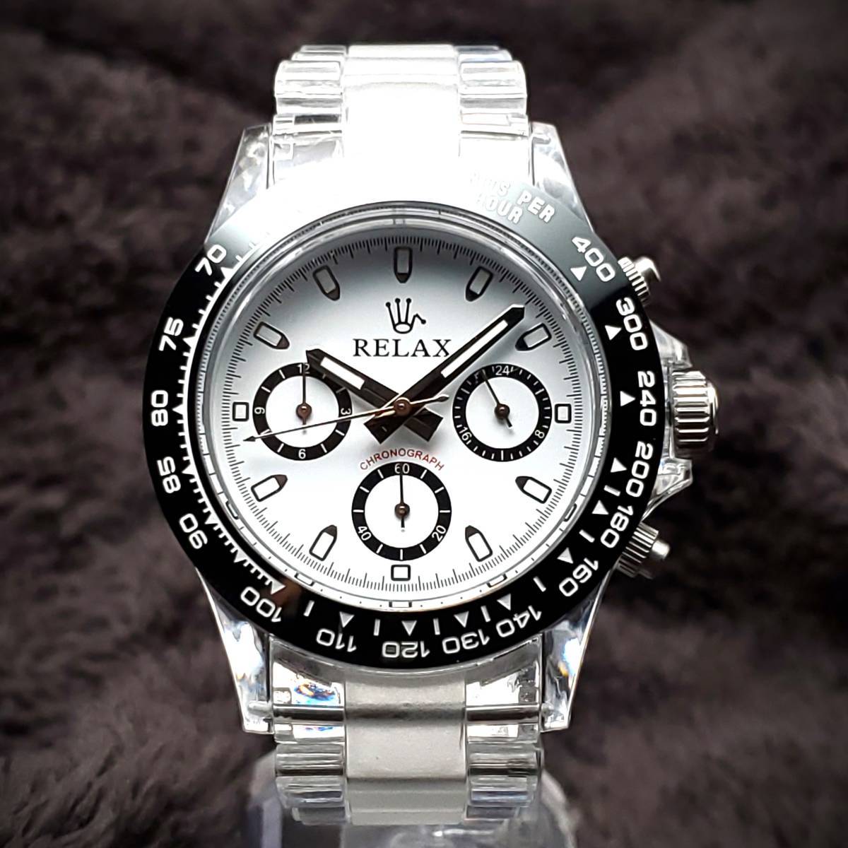 【1UP円】B リラックス 王冠ロゴ D7 腕時計 クロノ 爆発的な人気のあるモデルの一つ御時計 白文字盤 所ジョージ_画像4
