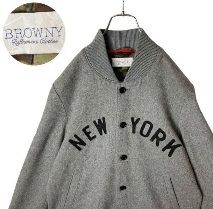 gdo дизайн б/у одежда!NEW YORK нашивка шерсть куртка стиль подкладка L