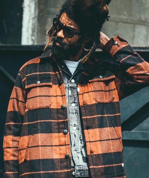 【CRIMIE クライミー 】チェック柄CPOジャケットM 「WOOL CHECK SHIRT JACKET」 高級 人気アイテム 大人の男が似合うルード系ブランド_画像6