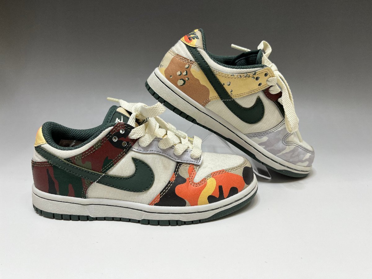 美品 NIKE DUNK LOW SE SAIL MULTI CAMO キッズ スニーカー DB1900-100 US12.5C JP18.5cm カモフラ ダンクロー 子供 質屋の質セブン H_画像3