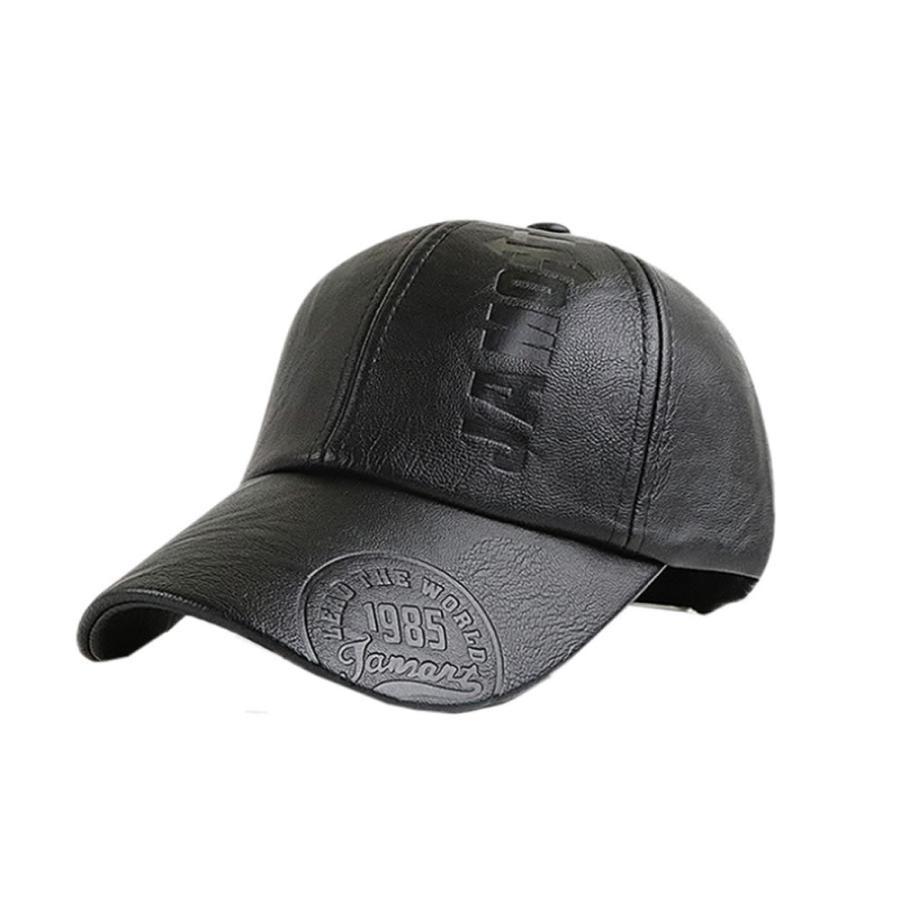 レザーキャップ ブラック 帽子 おしゃれ 革 合皮 サイズ 後頭部 ベルト 調整可能 かっこいい 秋冬 メンズ VERKING-BK_画像6