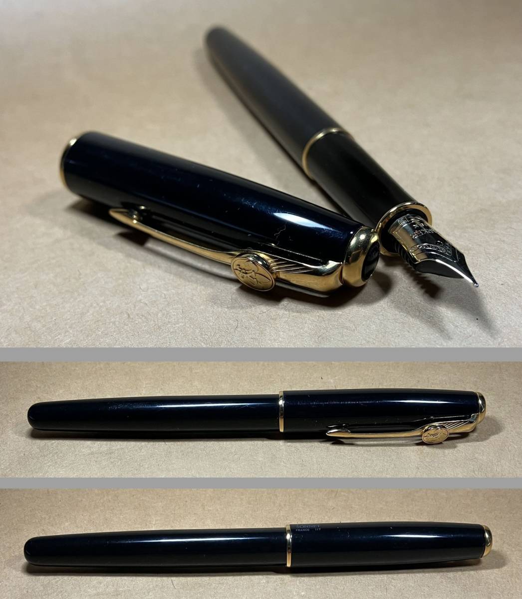 PARKER SONNET パーカー ソネット 万年筆 18K (18金) “fleur-de-lis”に「Y」の紋章 状態良好 FRANCE フランス_画像1