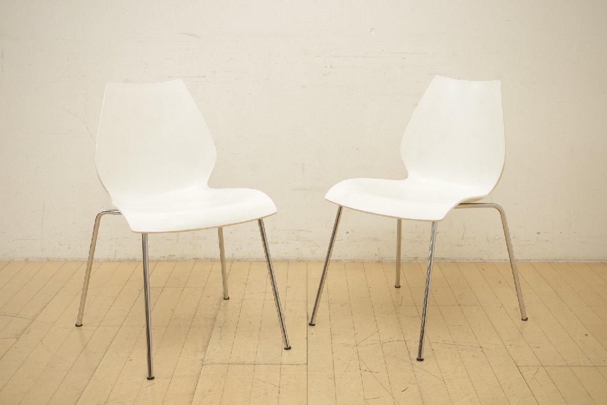 展示品 Kartell カルテル MAUI マウイチェア ホワイト 2脚セット ミーティング 会議椅子 スタッキング イタリア製 デザイナーズチェア
